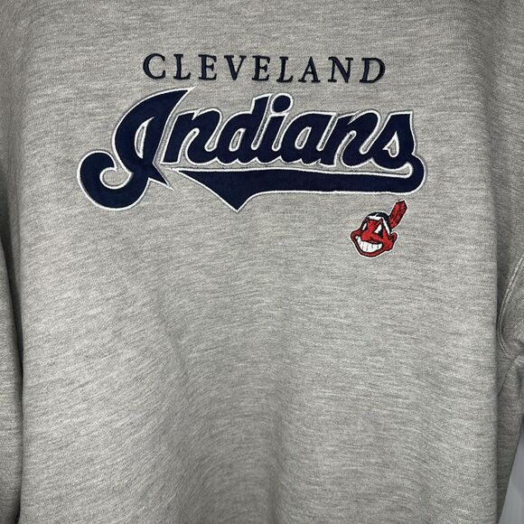 Vintage Cleveland Indians Sweatshirt Mens size Large Gray Baseball crew MLB 2002 - Picture 3 of 8